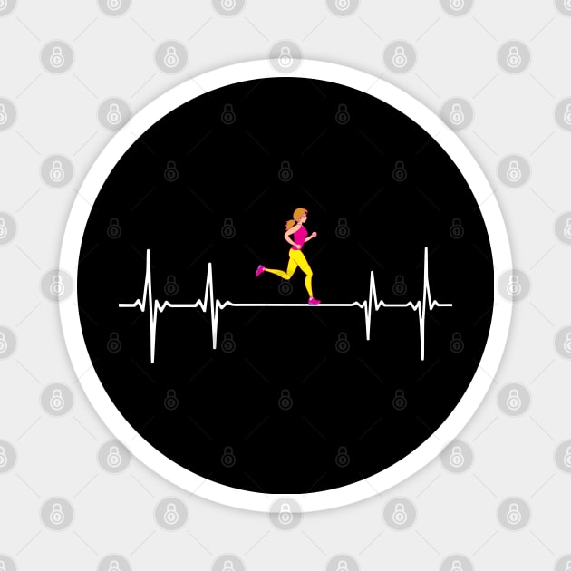 Cool Running Girls Heartbeat EKG gift Magnet by Shirtbubble